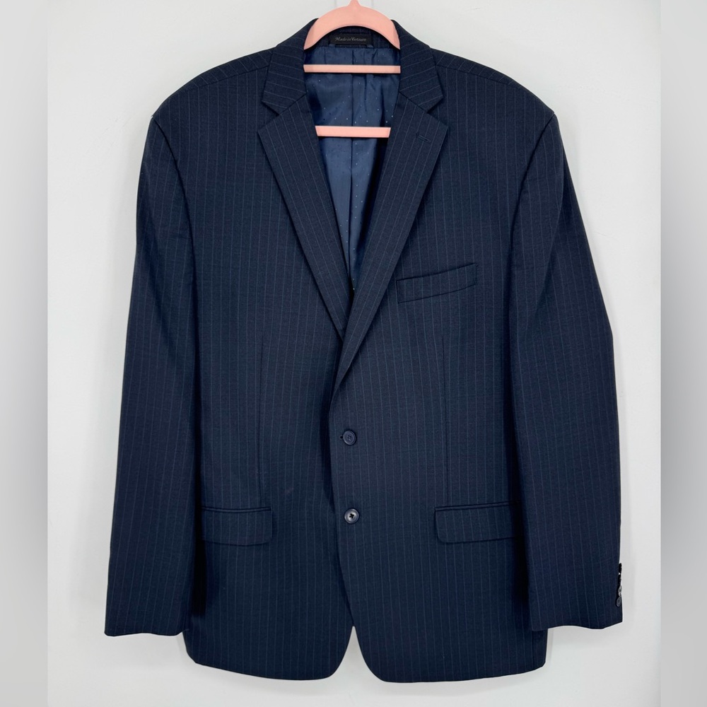 Collection By Michael Strahan Navy Pinstripe Blazer Suit Jacket Size 48 Long